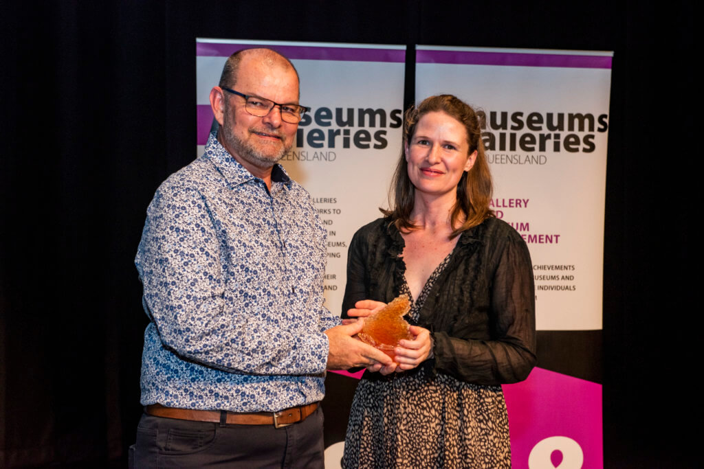 Pia Robinson, Brisbane City Council accepting a 2019 Gallery and Museum Achievement Award