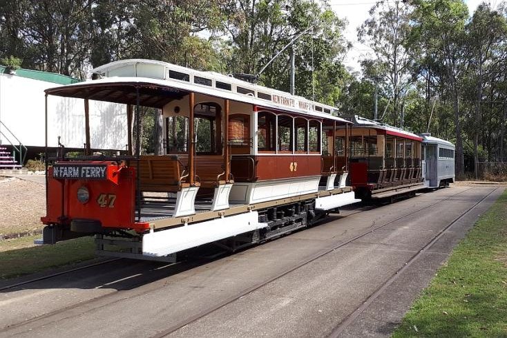 Tram on display outside the Brisbane Tramway Museum