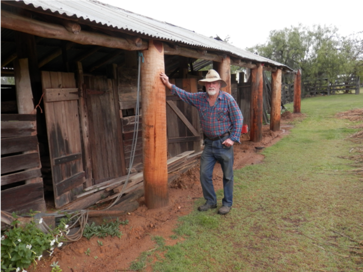 Buddy Thomson about to begin work again on the restoration of the stables and cow bails